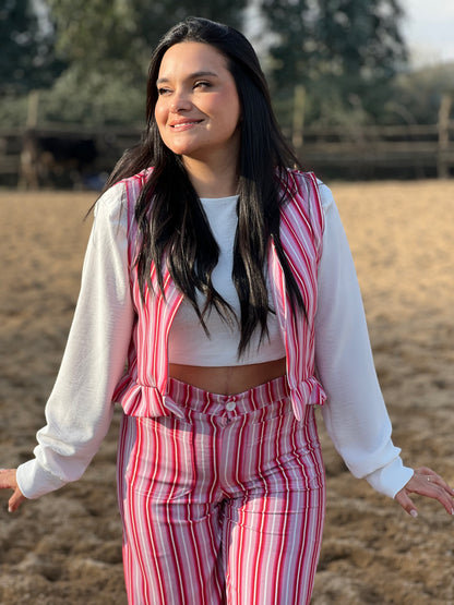 Pantalón rayas rosada