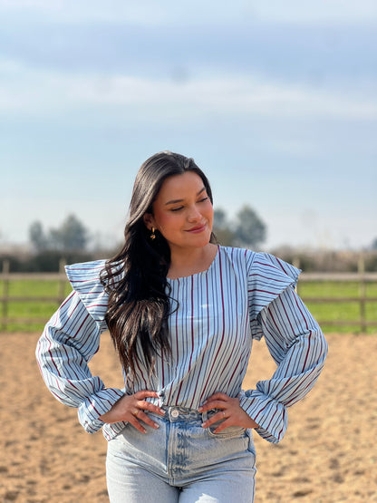 Blusa rayas celeste