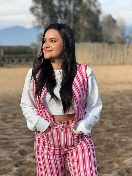 Pantalón rayas rosada