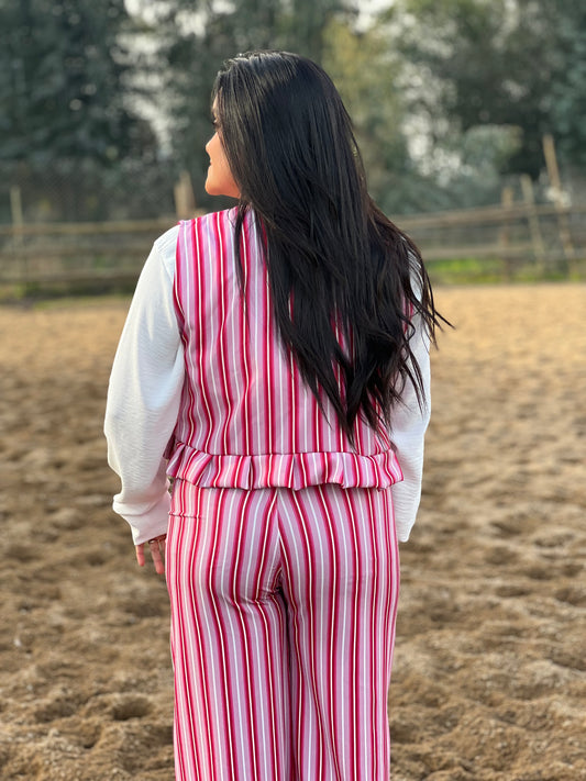 Pantalón rayas rosada