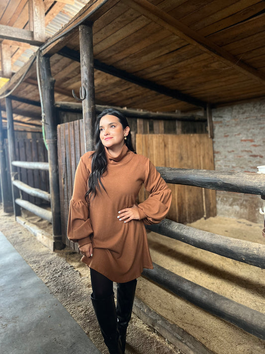 Vestido lanilla Camel