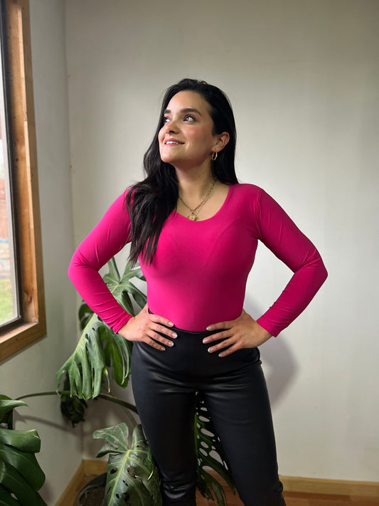 Body manga larga fucsia