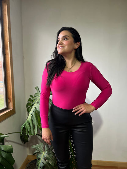 Body manga larga fucsia