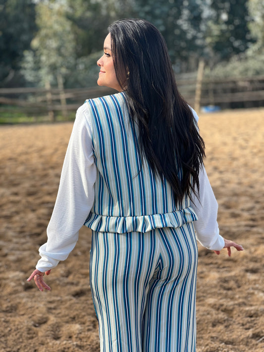 Pantalón rayas celeste
