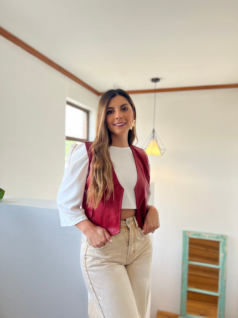 Chaqueta sin manga ecocuero
