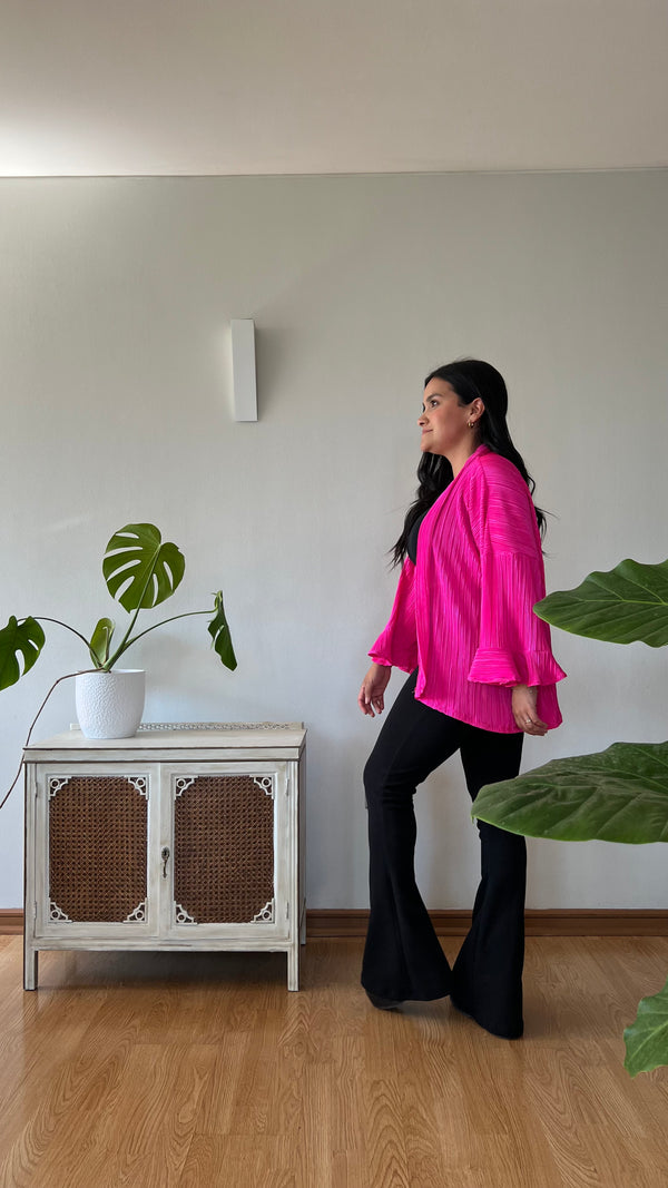Kimono Milagros Fucsia - Lame plisado