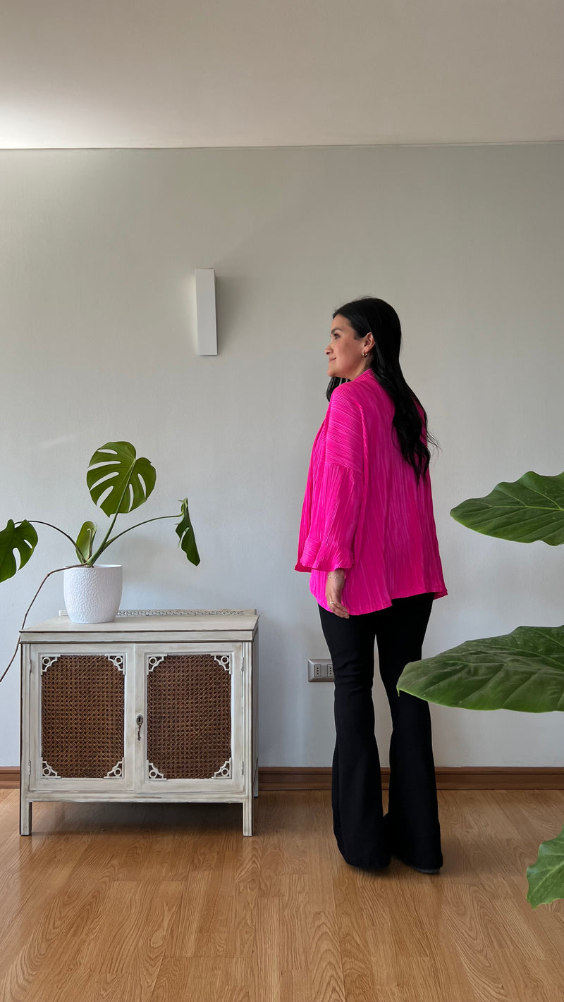 Kimono Milagros Fucsia - Lame plisado
