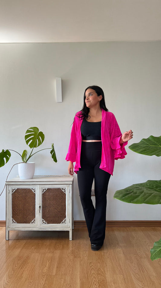 Kimono Milagros Fucsia - Lame plisado